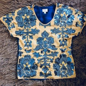 Neiman Marcus Blue sequined blouse